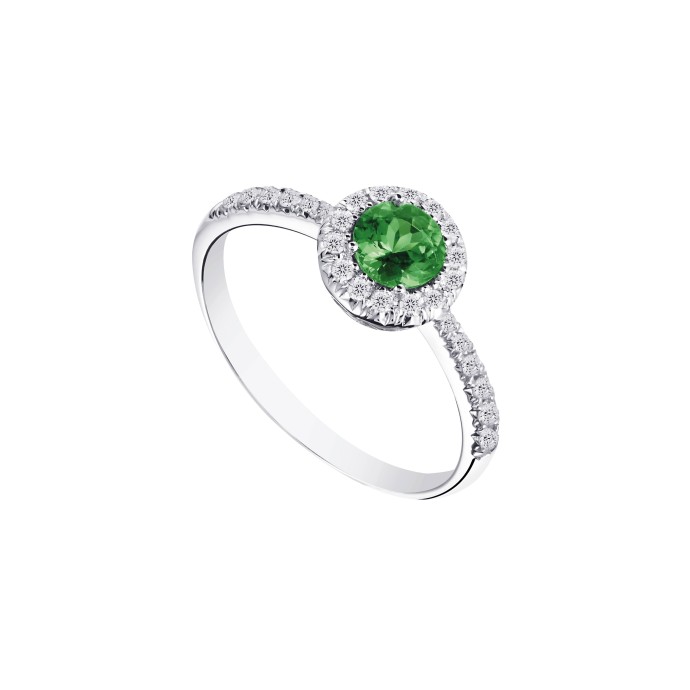 Bague solitaire accompagné Tsavorite Lily - Versailles