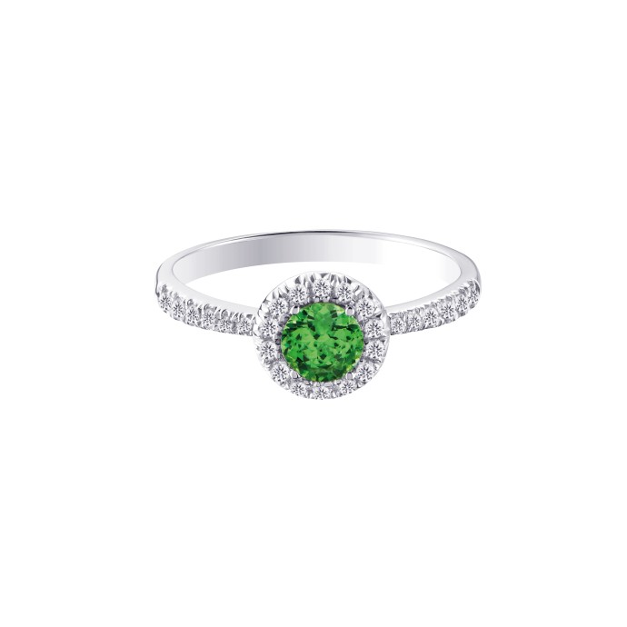 Bague solitaire accompagné Tsavorite Lily - Versailles