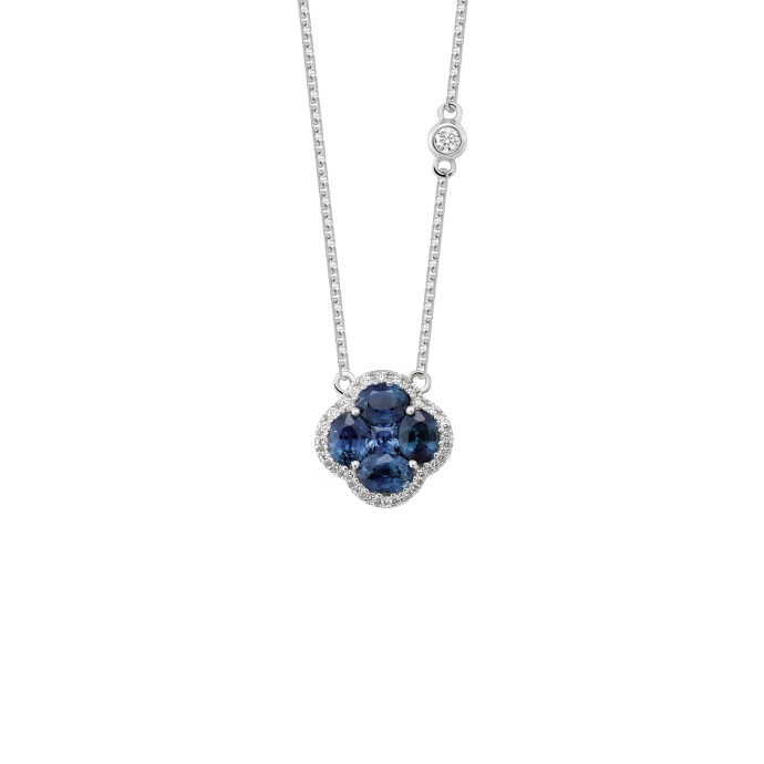 Collier Nénuphar Saphir Bleu