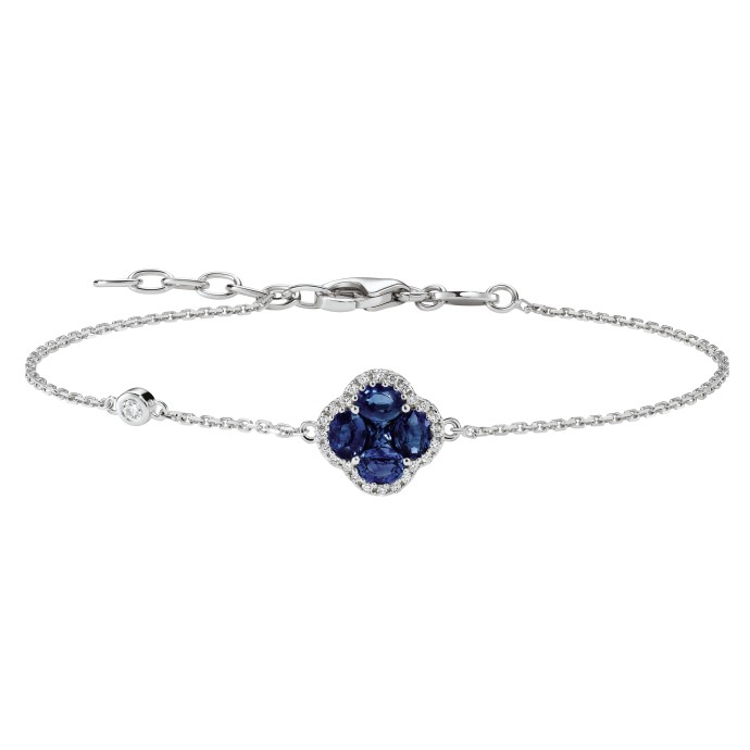 Bracelet chaîne Nénuphar Saphir Bleu