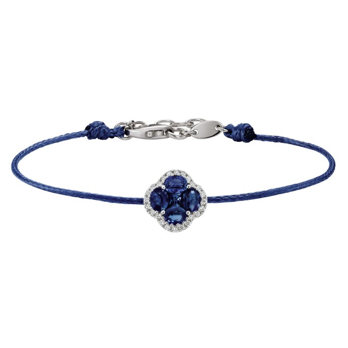 Bracelet cordon bleu Nénuphar Saphir Bleu