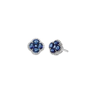 Boucles d’oreilles puces Nénuphar Saphir Bleu