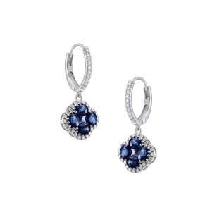 Boucles d’oreilles dormeuses Nénuphar Saphir Bleu