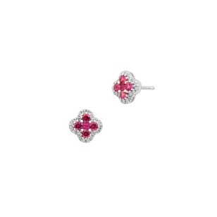 Boucles d’oreilles puces Nénuphar Rubis