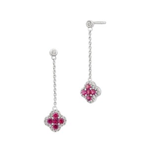 Boucles d’oreilles pendantes Nénuphar Rubis