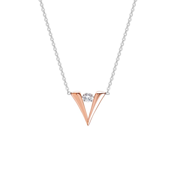 Collier V Rose Gold Dancing Stone - Graphique Diane