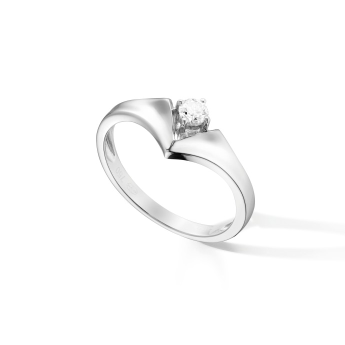 Bague Solitaire V Or Blanc - Graphique Diane