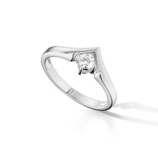 Bague Solitaire V Or Blanc - Graphique Diane