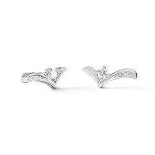 Boucles d'oreilles puces V or blanc - Graphique Diane