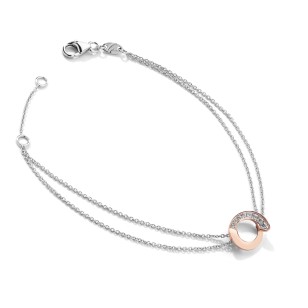 Bracelet Envol - Pavage double chaîne Rose Gold