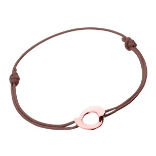 Bracelet Envol - Or Rose sur cordon chocolat