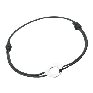 Bracelet Envol - Or Blanc sur cordon noir