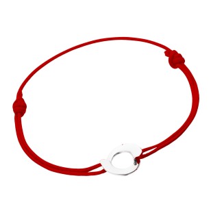Bracelet Envol - Or Blanc sur cordon rouge