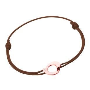 Bracelet Envol - Or Rose Diamant sur cordon chocolat