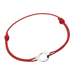 Bracelet Envol - Or Blanc pavage sur cordon rouge