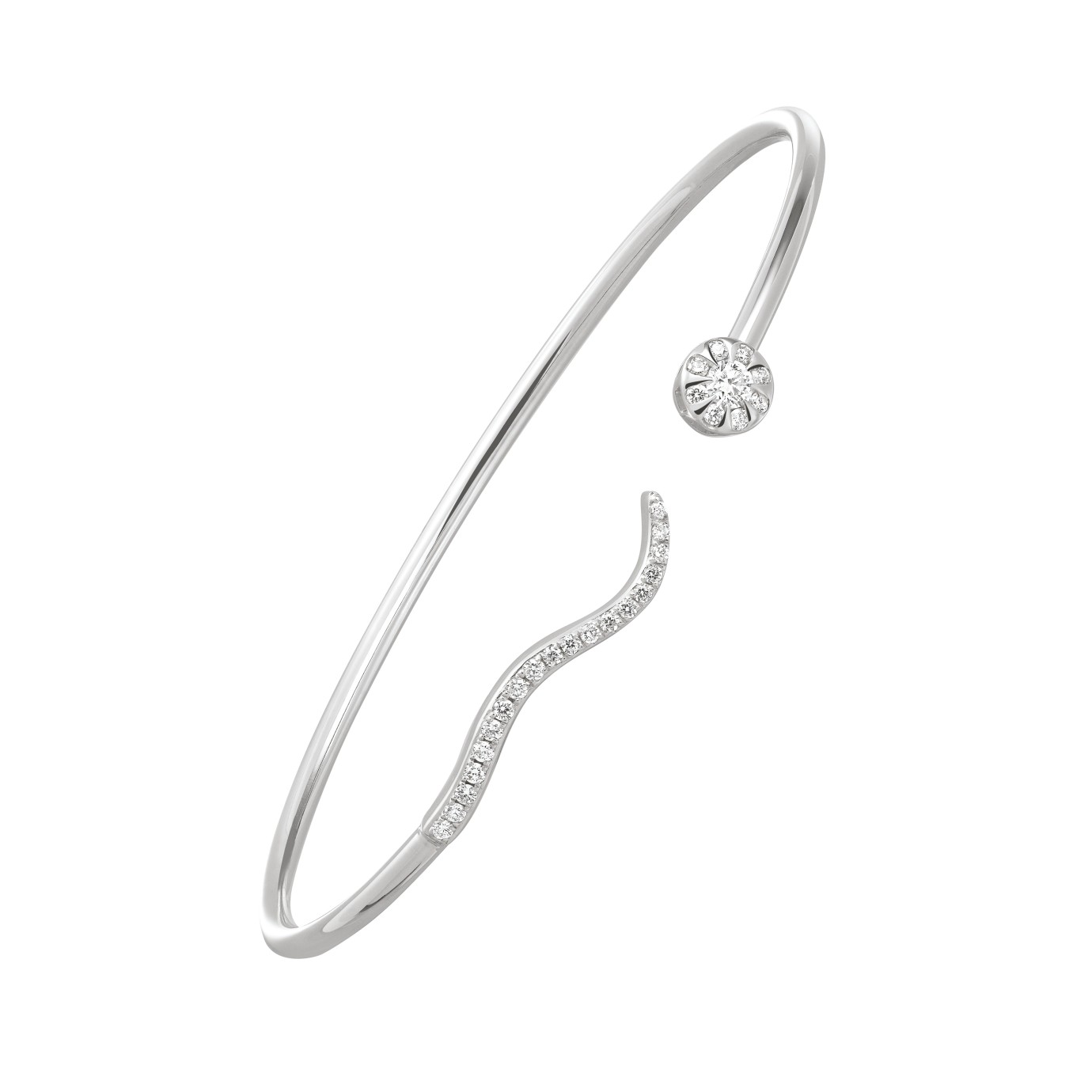 Bracelet Jonc Ikita Mixte Semi-ouvert En Acier Argenté - Neuf Sans Emballage, Style Minimaliste